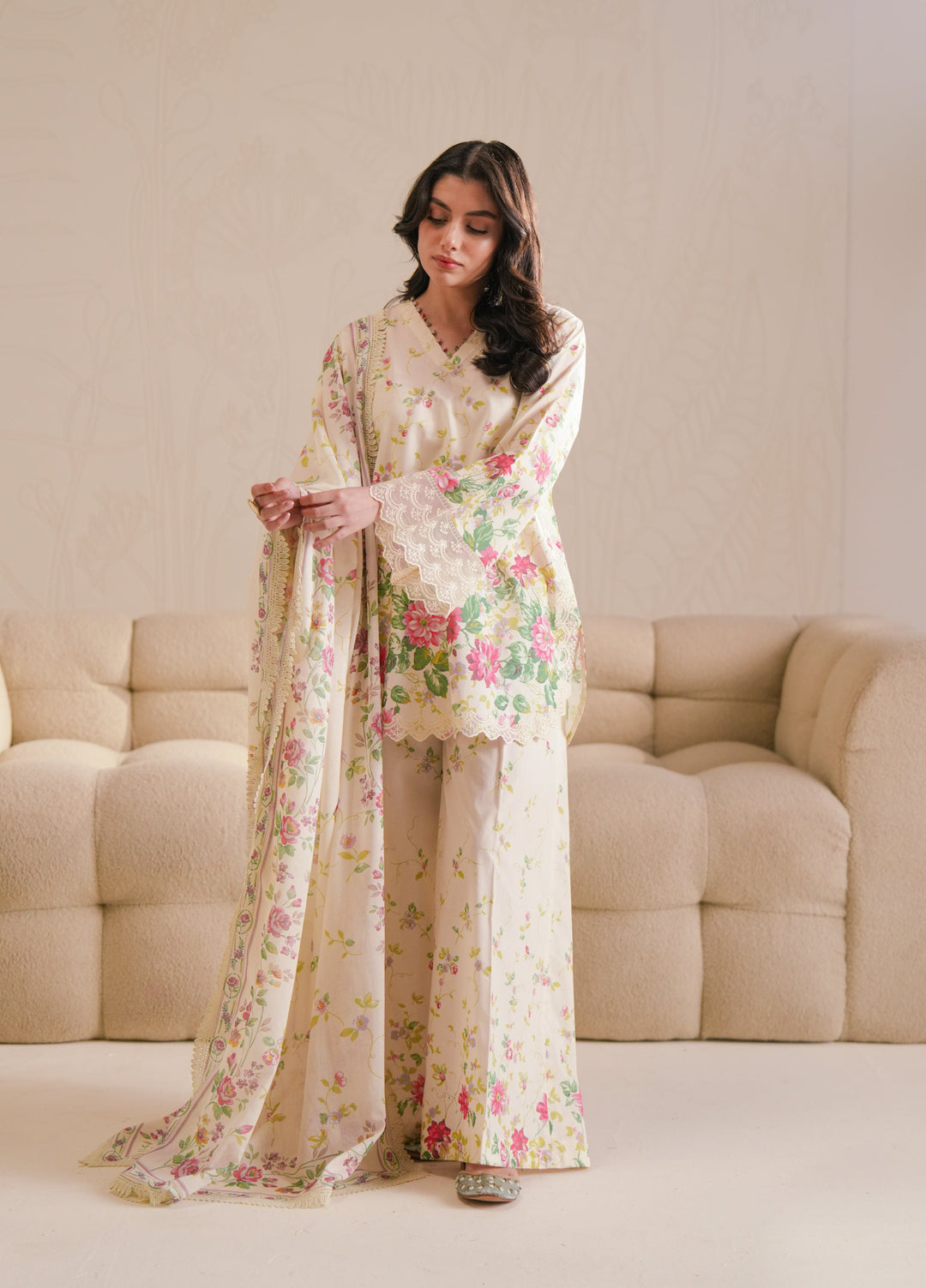 Cross Stitch Unstitched Lawn Embroidered Lawn 3 Piece Suit CS26UD D-10 Petal Veil - Summer Collection
