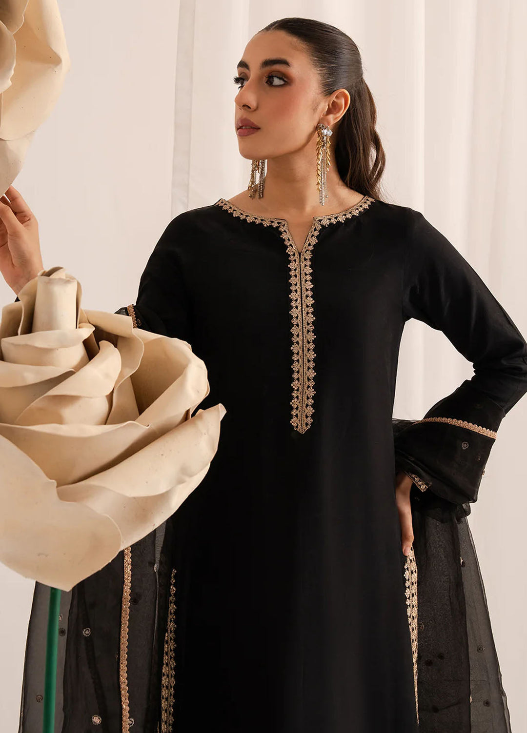 Izel Pret Embroidered Raw Silk 3 Piece Suit Nocturne