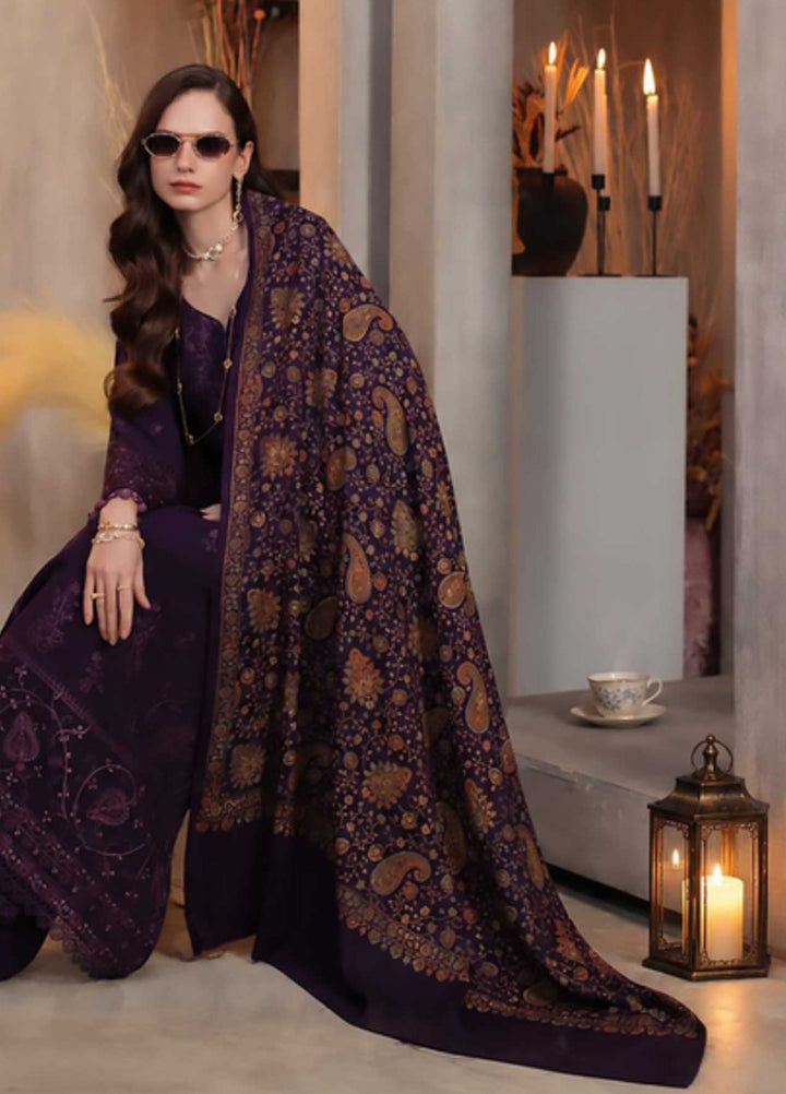 Noor Pashmina Shawl by Saadia Asad Unstitched Embroidered Linen 3 Piece Suit SA26UNW D1 - Winter Collection