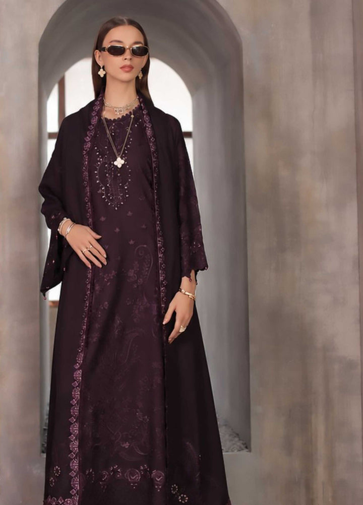 Noor Pashmina Shawl by Saadia Asad Unstitched Embroidered Linen 3 Piece Suit SA26UNW D6 - Winter Collection