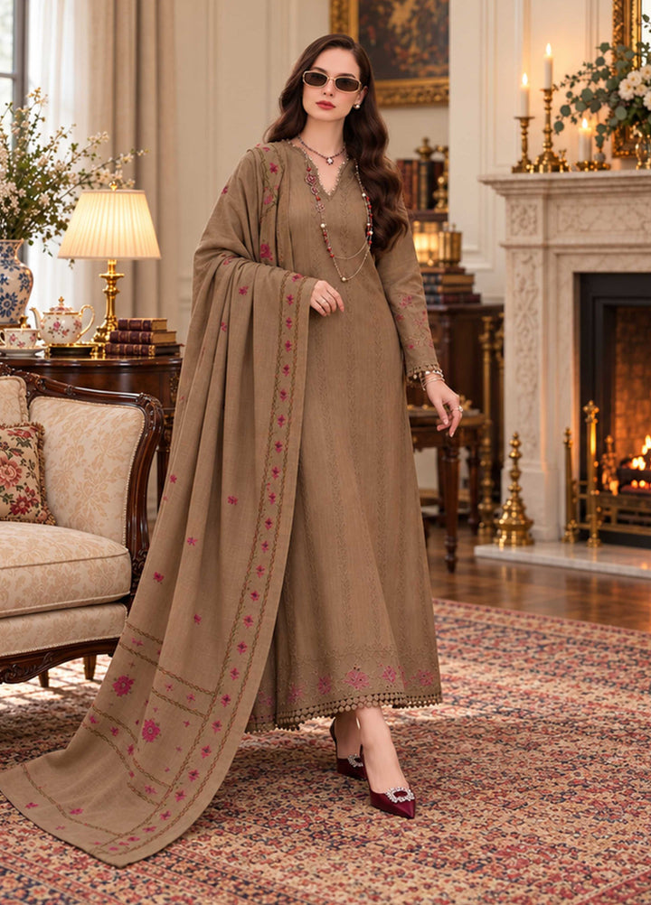 Noor Pashmina Shawl by Saadia Asad Unstitched Embroidered Khaddar 3 Piece Suit SA26UNW D7 - Winter Collection