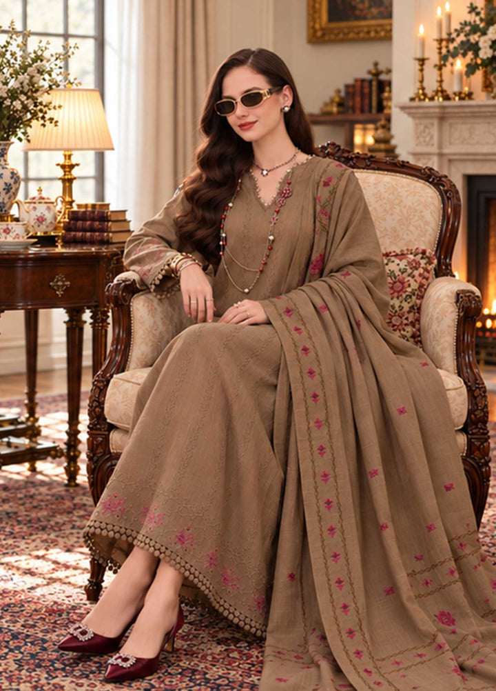 Noor Pashmina Shawl by Saadia Asad Unstitched Embroidered Khaddar 3 Piece Suit SA26UNW D7 - Winter Collection