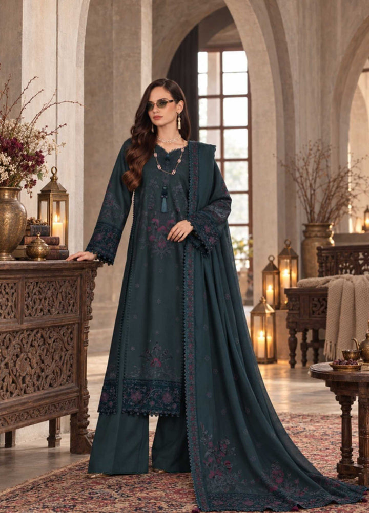 Noor Pashmina Shawl by Saadia Asad Unstitched Embroidered Khaddar 3 Piece Suit SA26UNW D8 - Winter Collection