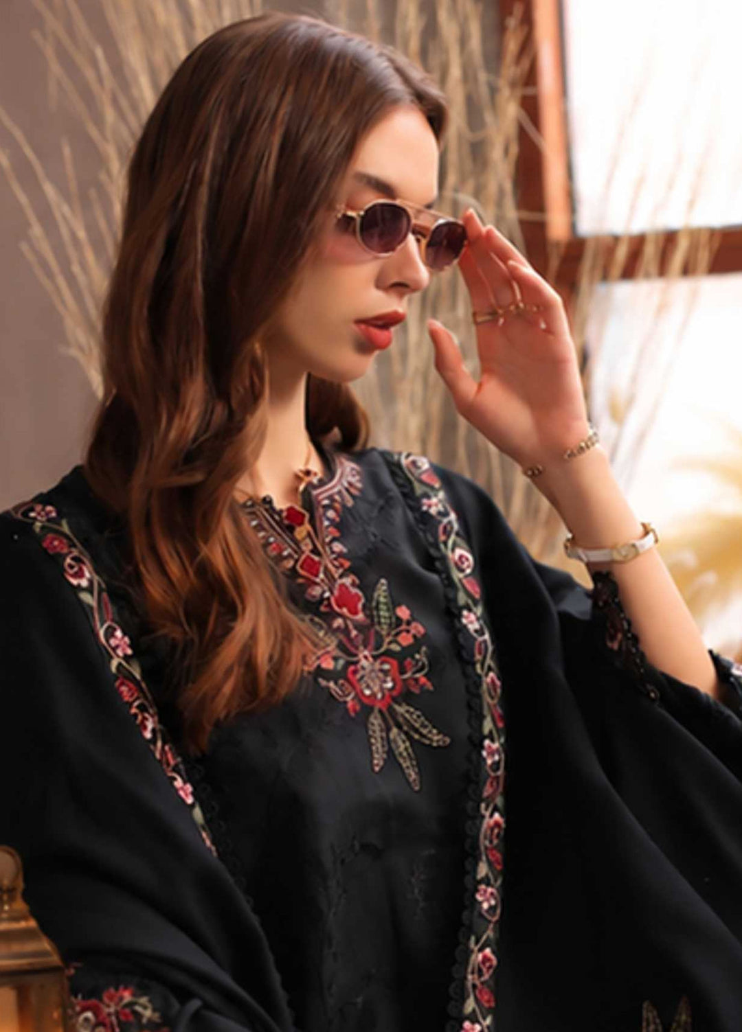 Noor Pashmina Shawl by Saadia Asad Unstitched Embroidered Jacquard 3 Piece Suit SA26UNW D11 - Winter Collection