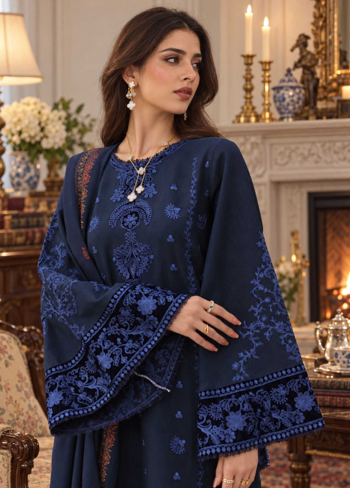 Noor Pashmina Shawl by Saadia Asad Unstitched Embroidered Khaddar 3 Piece Suit SA26UNW D12 - Winter Collection