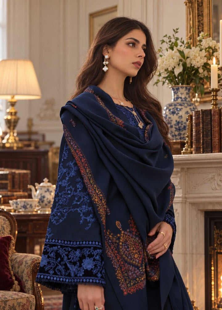 Noor Pashmina Shawl by Saadia Asad Unstitched Embroidered Khaddar 3 Piece Suit SA26UNW D12 - Winter Collection