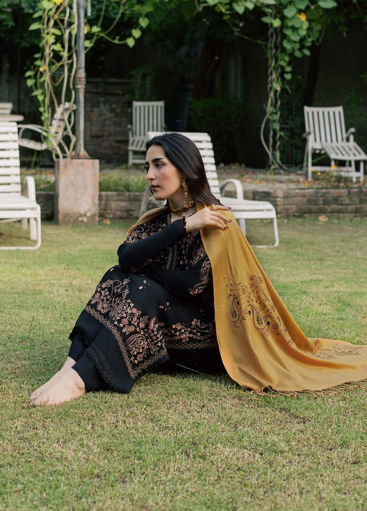 Pashmina Shawl by Nureh Unstitched Embroidered Leather Peach 3 Piece Suit NU26UPS NE-295 - Winter Collection