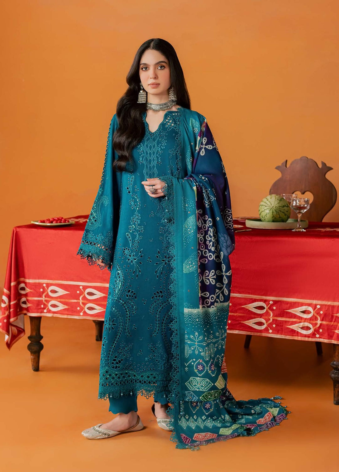 Bazar by Nureh Unstitched Embroidered Leather Peach 4 Piece Suit NU26UBL NE-289 - Festive Collection