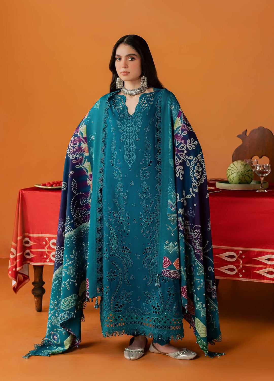 Bazar by Nureh Unstitched Embroidered Leather Peach 4 Piece Suit NU26UBL NE-289 - Festive Collection