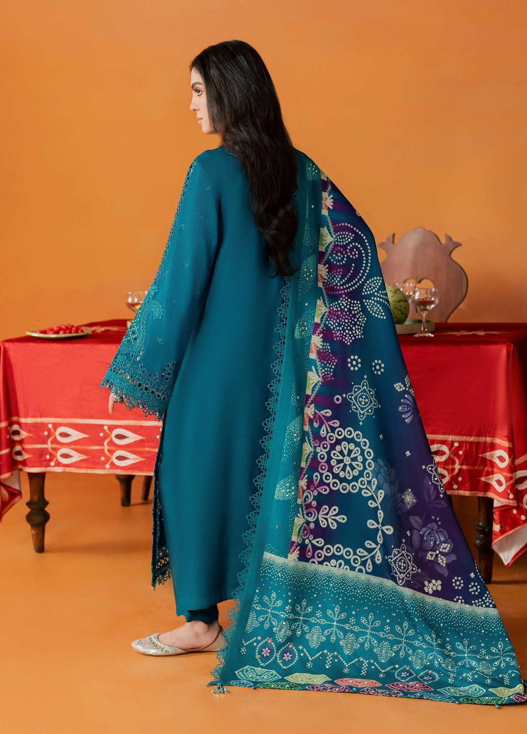 Bazar by Nureh Unstitched Embroidered Leather Peach 4 Piece Suit NU26UBL NE-289 - Festive Collection