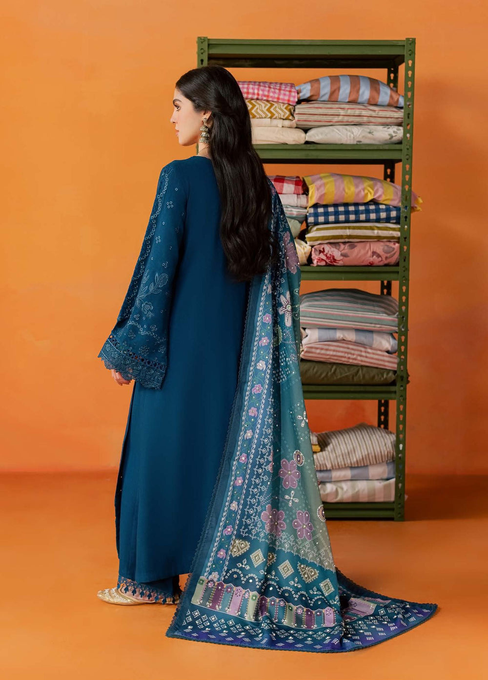 Bazar by Nureh Unstitched Embroidered Leather Peach 4 Piece Suit NU26UBL NE-291 - Festive Collection