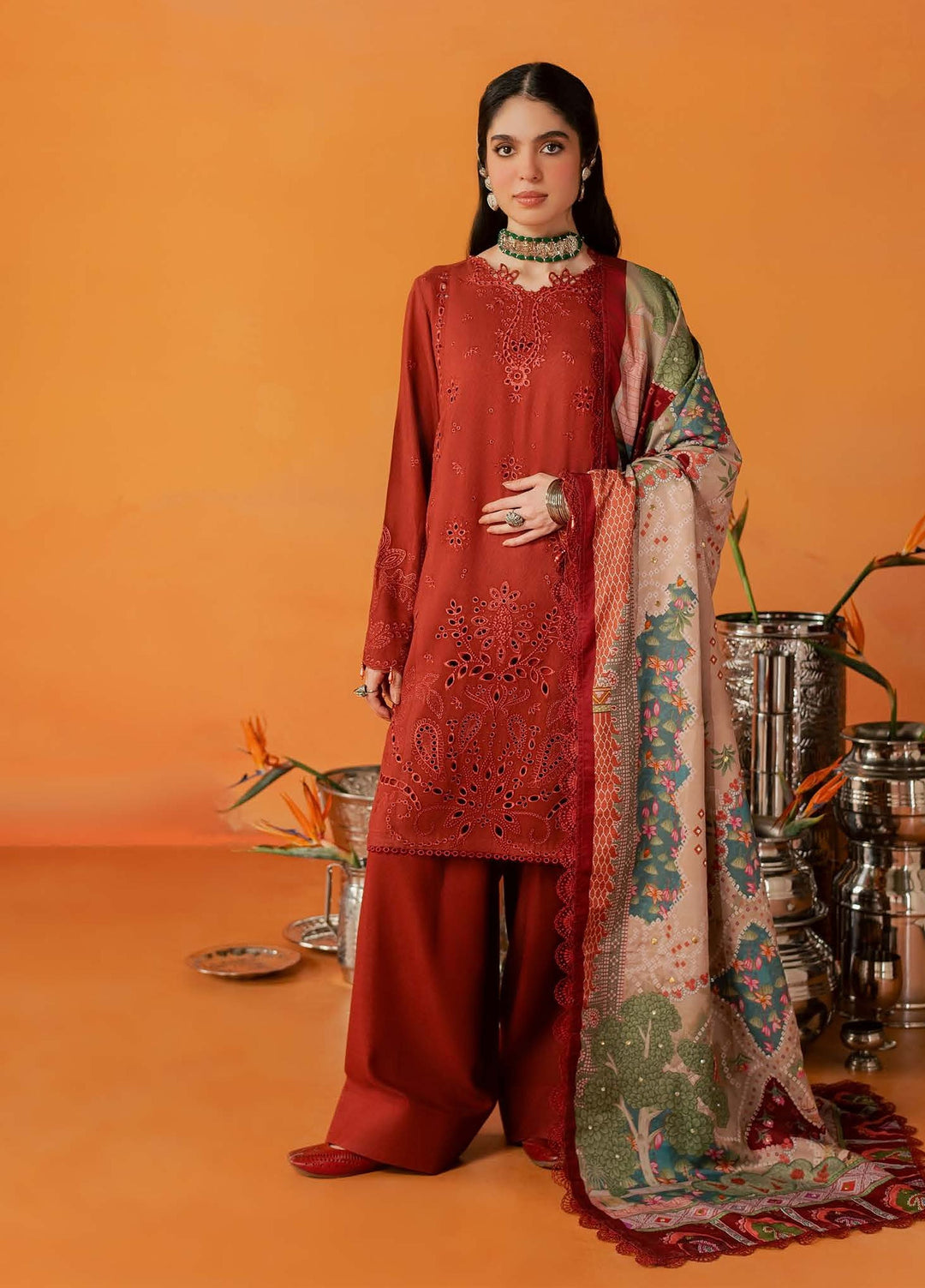Bazar by Nureh Unstitched Embroidered Leather Peach 4 Piece Suit NU26UBL NE-292 - Festive Collection