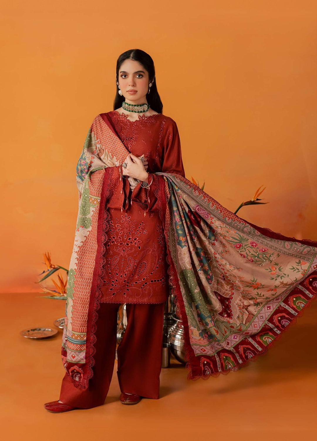 Bazar by Nureh Unstitched Embroidered Leather Peach 4 Piece Suit NU26UBL NE-292 - Festive Collection