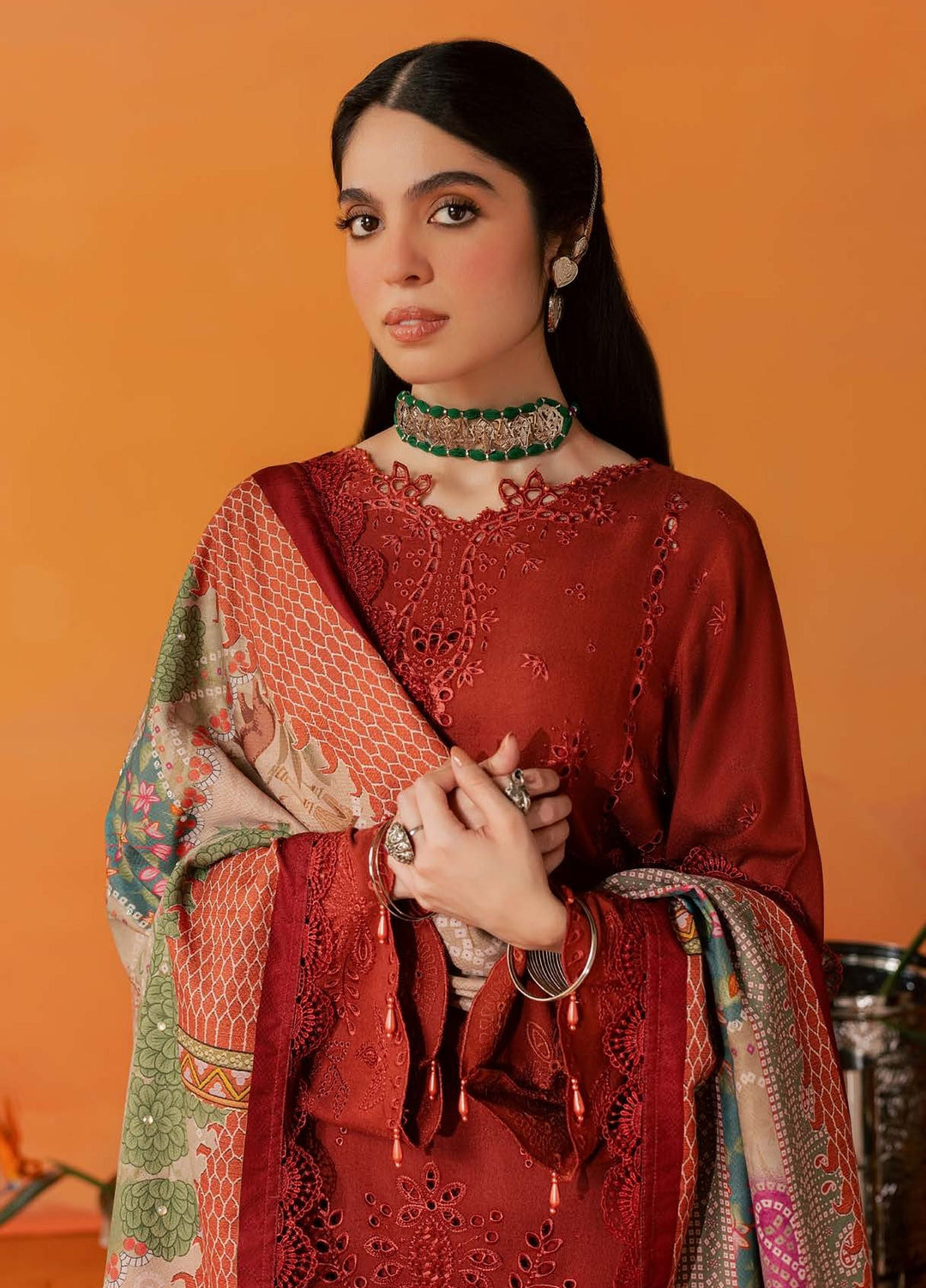 Bazar by Nureh Unstitched Embroidered Leather Peach 4 Piece Suit NU26UBL NE-292 - Festive Collection