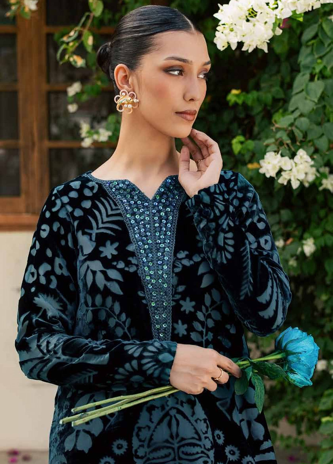 Ballerina by Nureh Unstitched Embroidered Velvet 2 Piece Suit NU26UVB Ballerina NU2-226 - Festive Collection