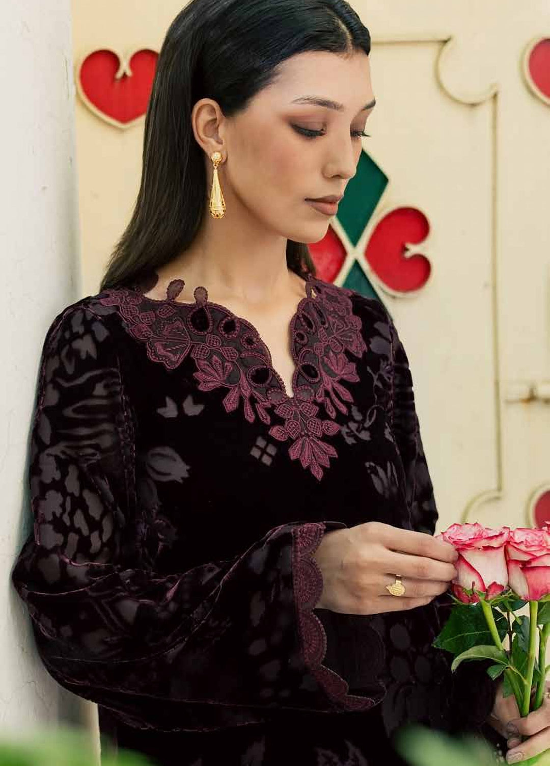 Ballerina by Nureh Unstitched Embroidered Velvet 2 Piece Suit NU26UVB Ballerina NU2-230 - Festive Collection