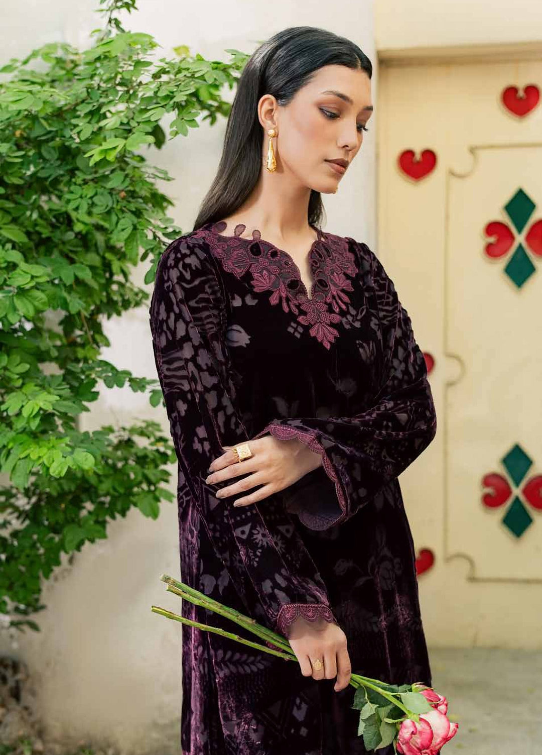 Ballerina by Nureh Unstitched Embroidered Velvet 2 Piece Suit NU26UVB Ballerina NU2-230 - Festive Collection