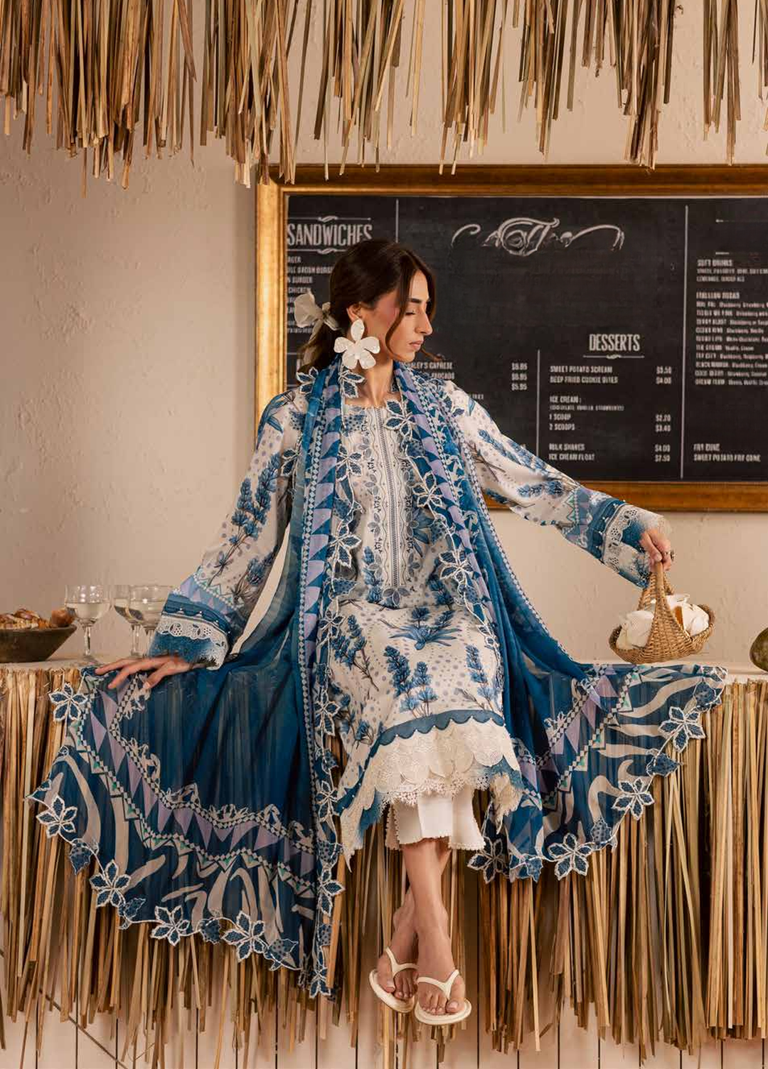 Gardenia by Nureh Unstitched Embroidered Lawn 3 Piece Suit NU26ULG NSG-220 - Summer Collection