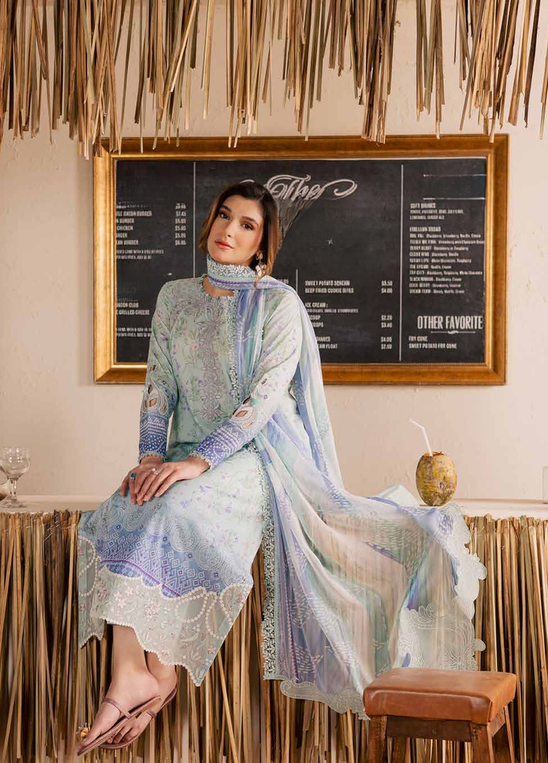 Gardenia by Nureh Unstitched Embroidered Lawn 3 Piece Suit NU26ULG NSG-215 - Summer Collection