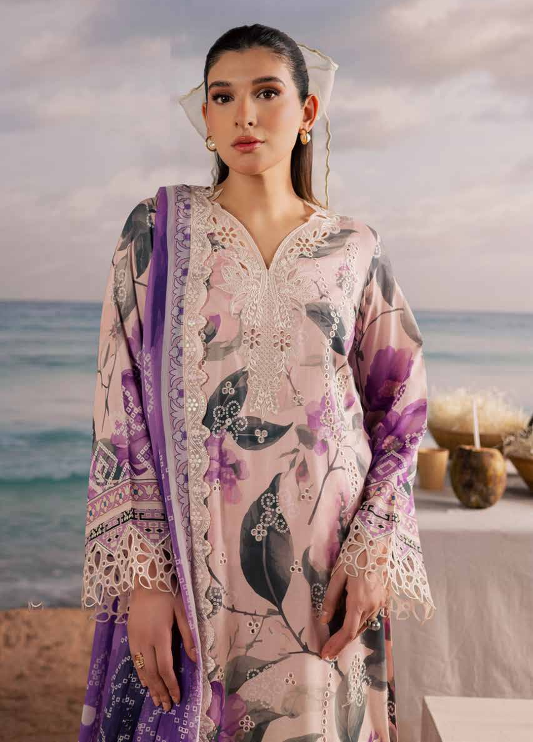 Gardenia by Nureh Unstitched Embroidered Lawn 3 Piece Suit NU26ULG NSG-216 - Summer Collection