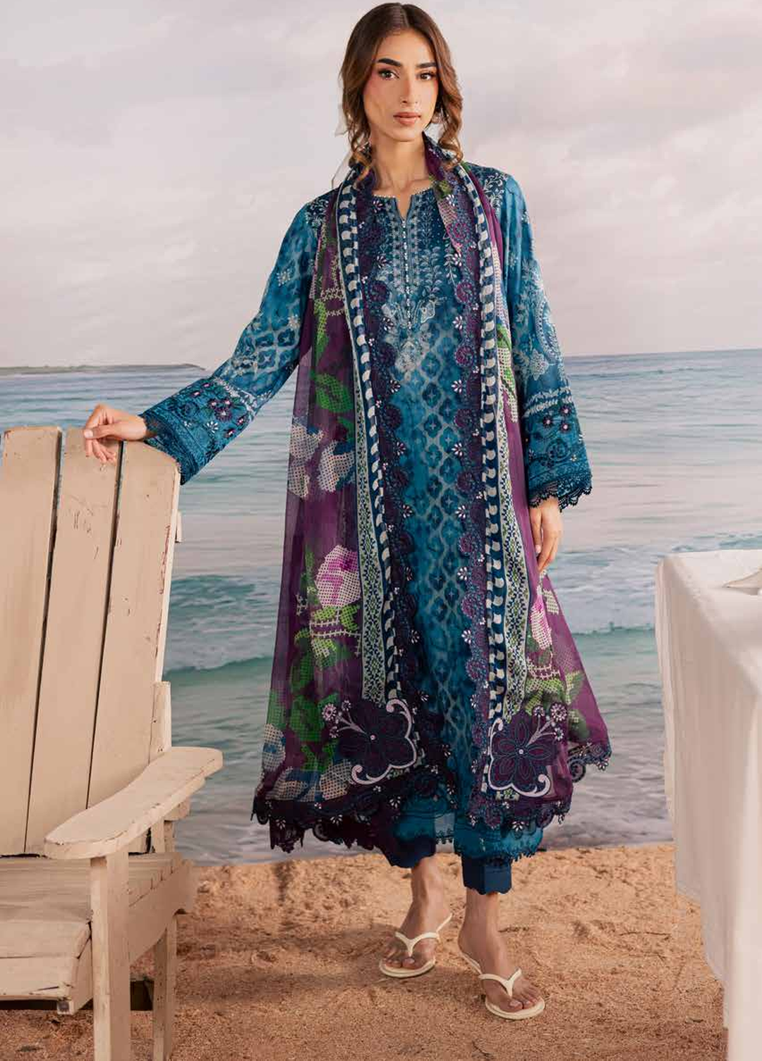 Gardenia by Nureh Unstitched Embroidered Lawn 3 Piece Suit NU26ULG NSG-217 - Summer Collection