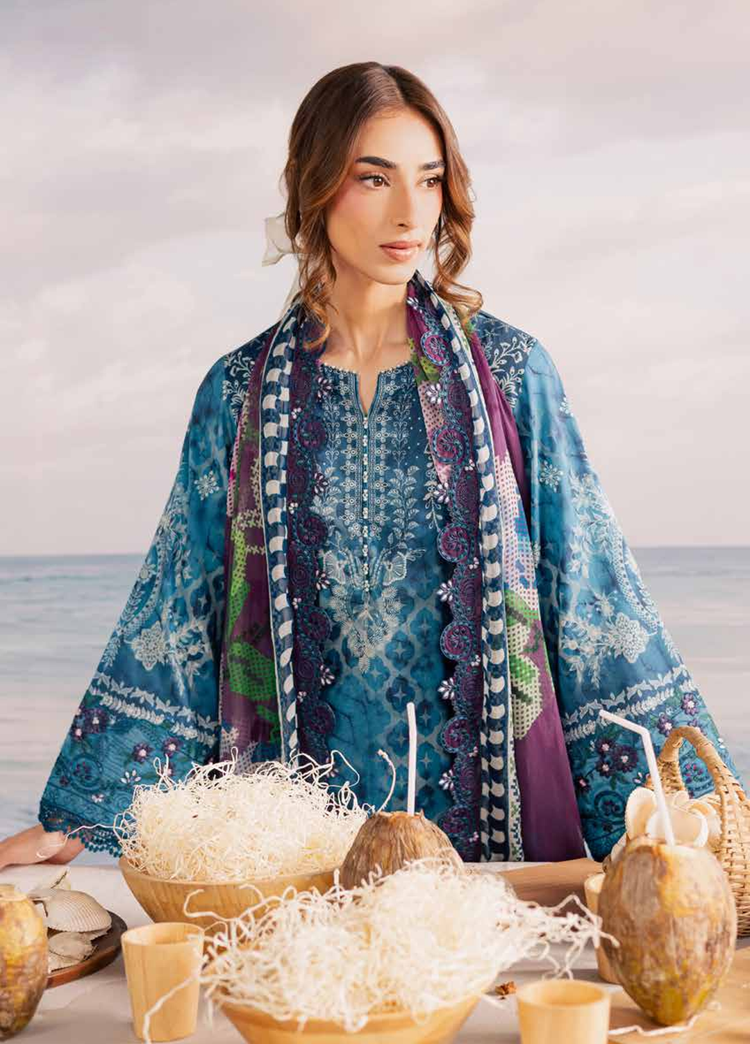 Gardenia by Nureh Unstitched Embroidered Lawn 3 Piece Suit NU26ULG NSG-217 - Summer Collection