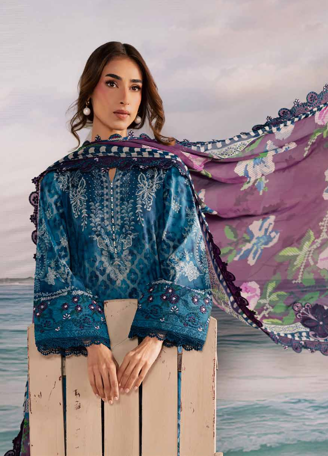 Gardenia by Nureh Unstitched Embroidered Lawn 3 Piece Suit NU26ULG NSG-217 - Summer Collection