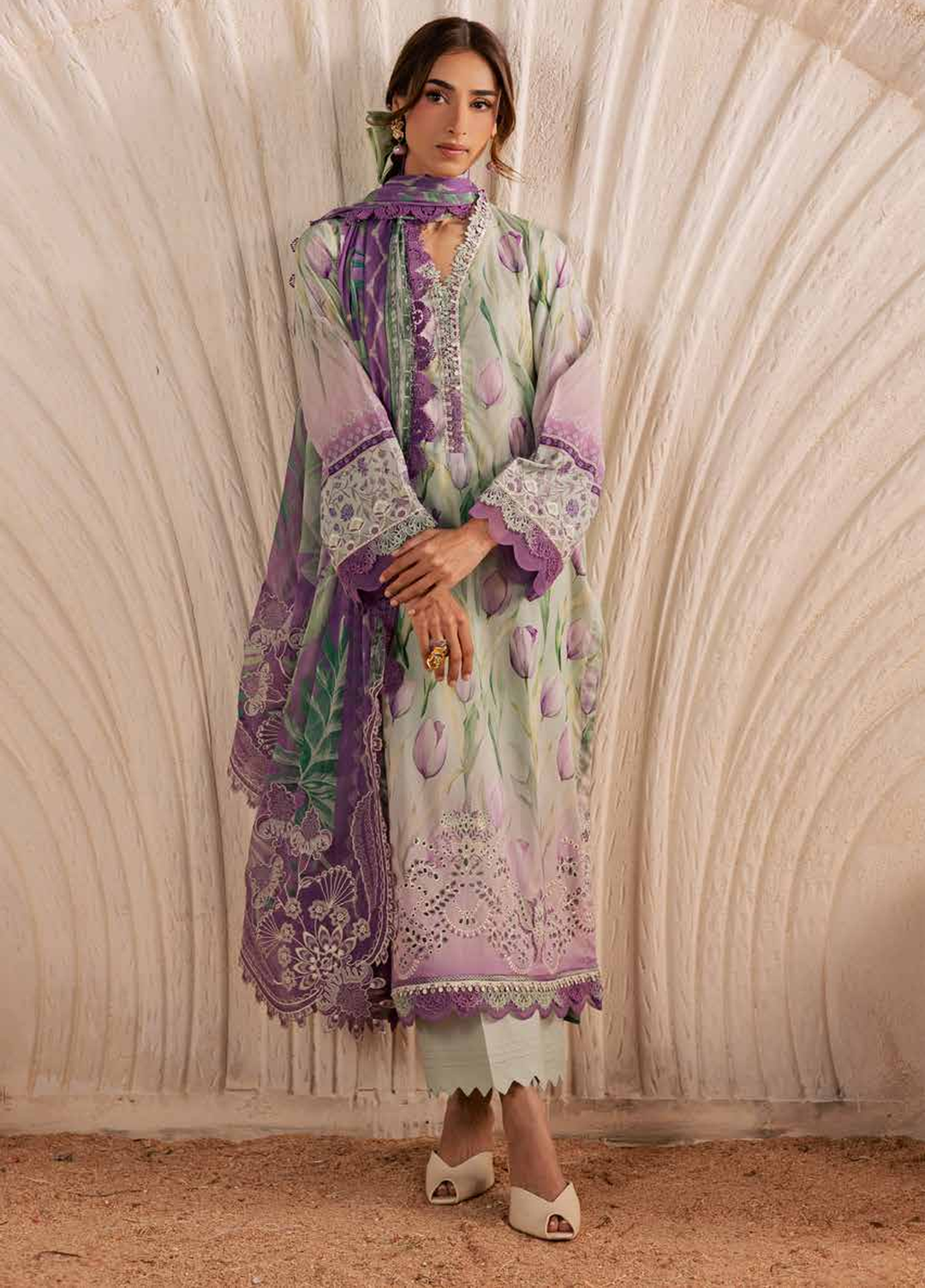 Gardenia by Nureh Unstitched Embroidered Lawn 3 Piece Suit NU26ULG NSG-218 - Summer Collection