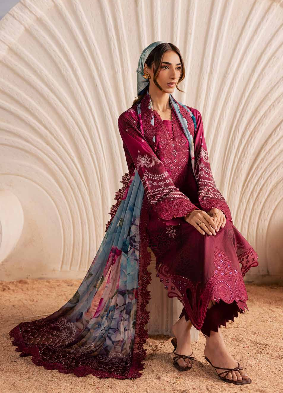 Gardenia by Nureh Unstitched Embroidered Lawn 3 Piece Suit NU26ULG NSG-219 - Summer Collection