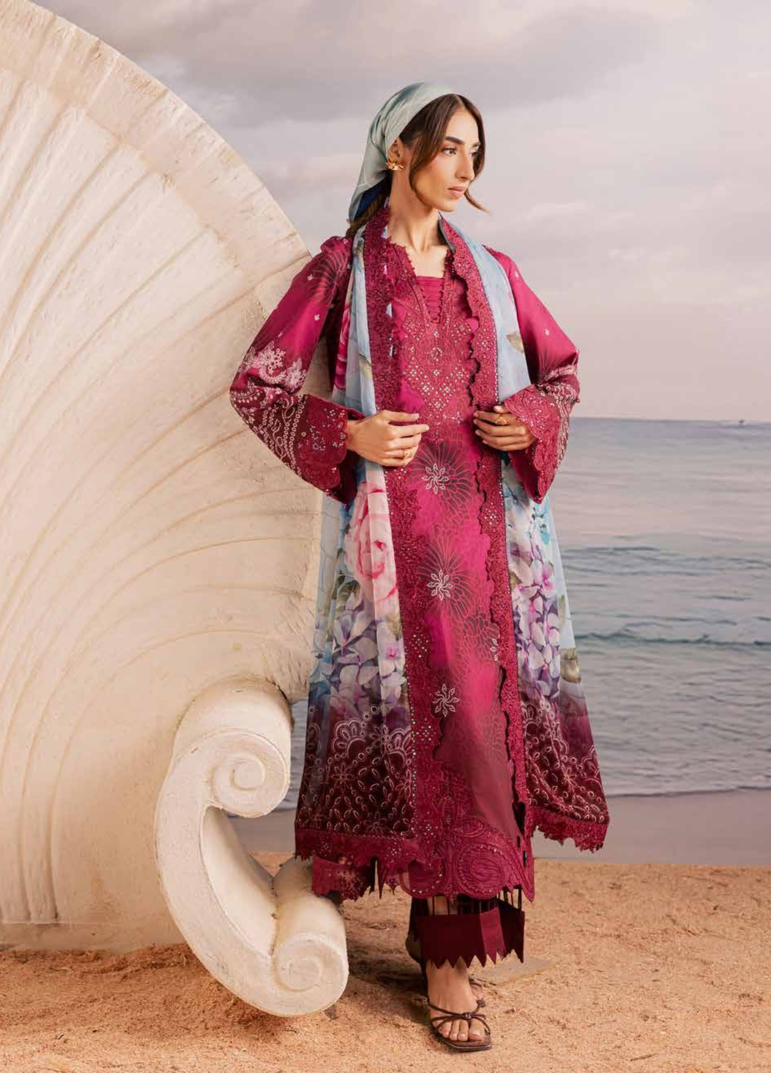 Gardenia by Nureh Unstitched Embroidered Lawn 3 Piece Suit NU26ULG NSG-219 - Summer Collection