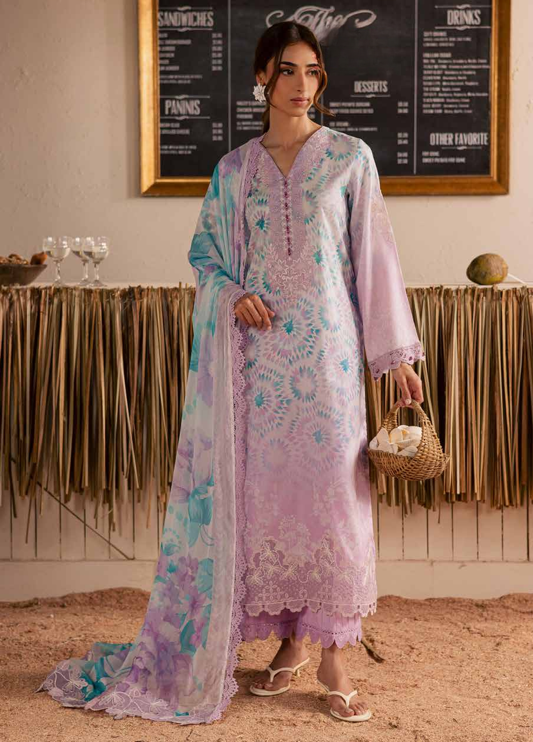 Gardenia by Nureh Unstitched Embroidered Lawn 3 Piece Suit NU26ULG NSG-222 - Summer Collection