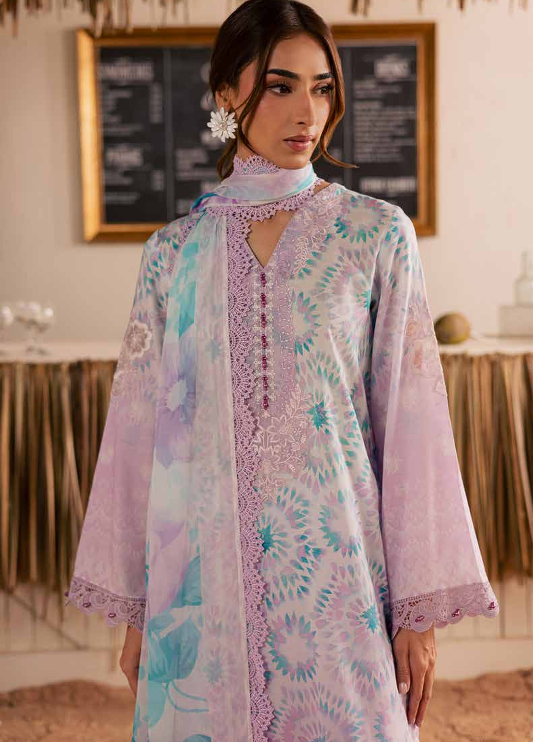 Gardenia by Nureh Unstitched Embroidered Lawn 3 Piece Suit NU26ULG NSG-222 - Summer Collection