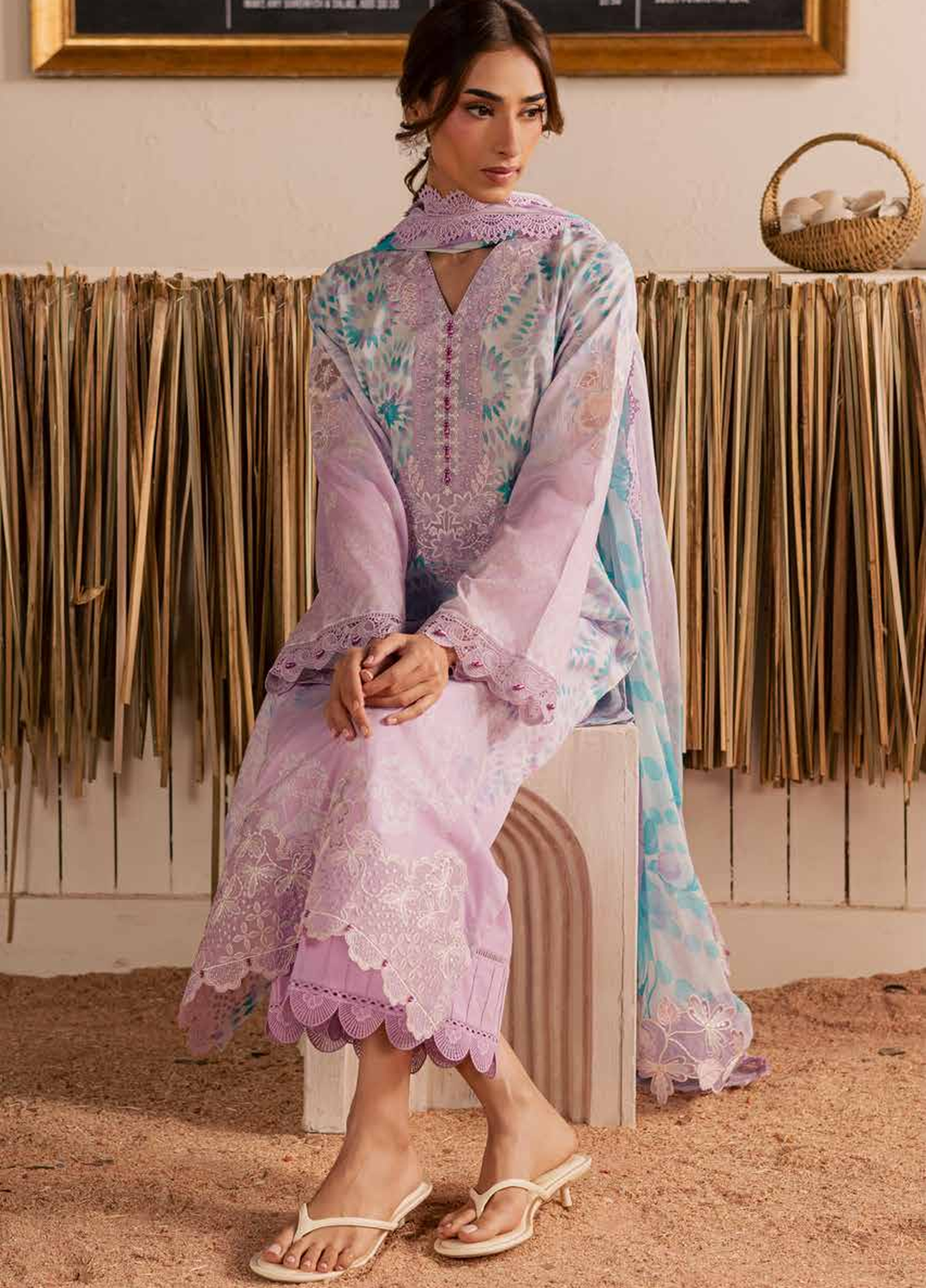 Gardenia by Nureh Unstitched Embroidered Lawn 3 Piece Suit NU26ULG NSG-222 - Summer Collection