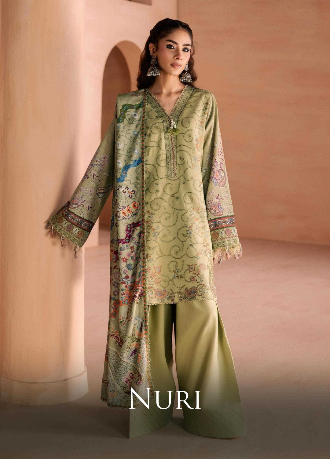 One Nation by Florent Unstitched Embroidered Viscose 3 Piece Suit FL26UON Nuri - Casual Collection