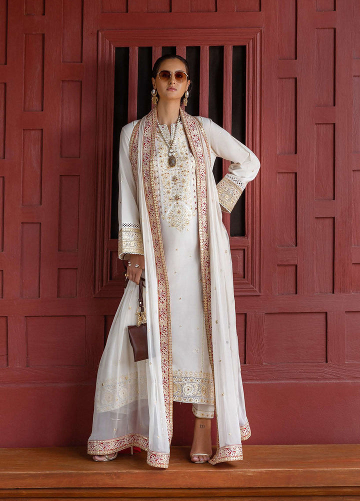 Nuvera by Mushq Hemline Embroidered Raw Silk Suits Unstitched 3 Piece MQ25NF D-04 Elnaz - Festive Collection
