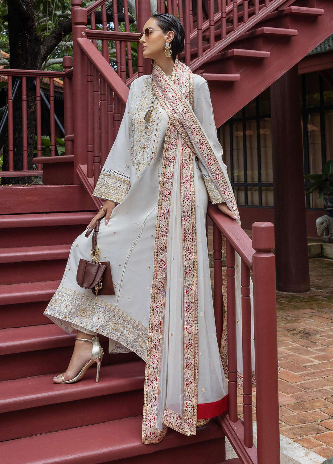 Nuvera by Mushq Hemline Embroidered Raw Silk Suits Unstitched 3 Piece MQ25NF D-04 Elnaz - Festive Collection