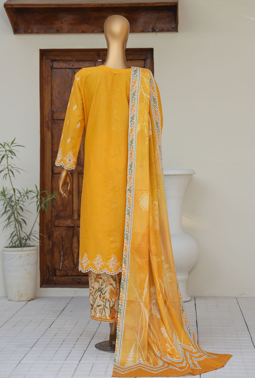 Oriental by Hz Textiles Unstitched 3 Piece Embroidered Cambric Cotton Suit OPS-01 - Winter Collection