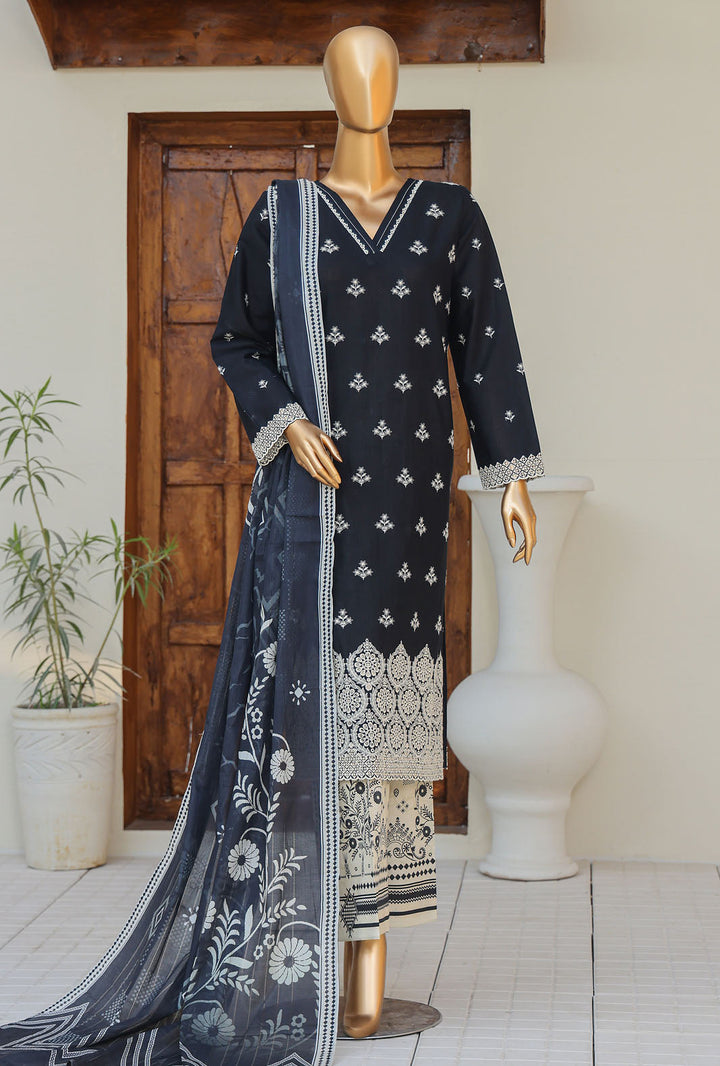 Oriental by Hz Textiles Unstitched 3 Piece Embroidered Cambric Cotton Suit OPS-06 - Winter Collection