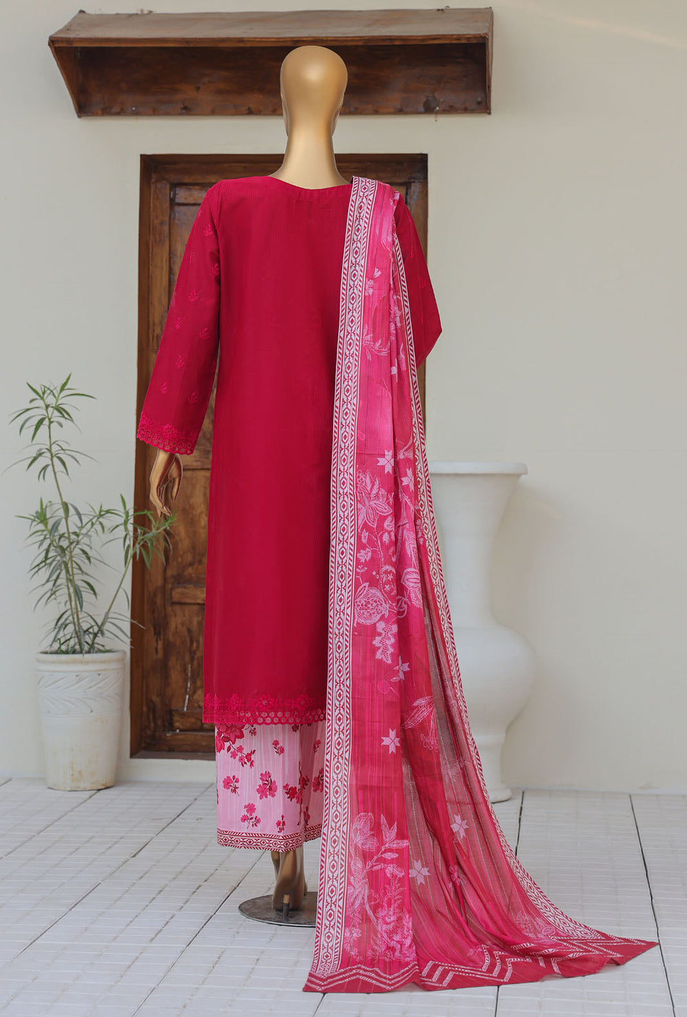 Oriental by Hz Textiles Unstitched 3 Piece Embroidered Cambric Cotton Suit OPS-08 - Winter Collection