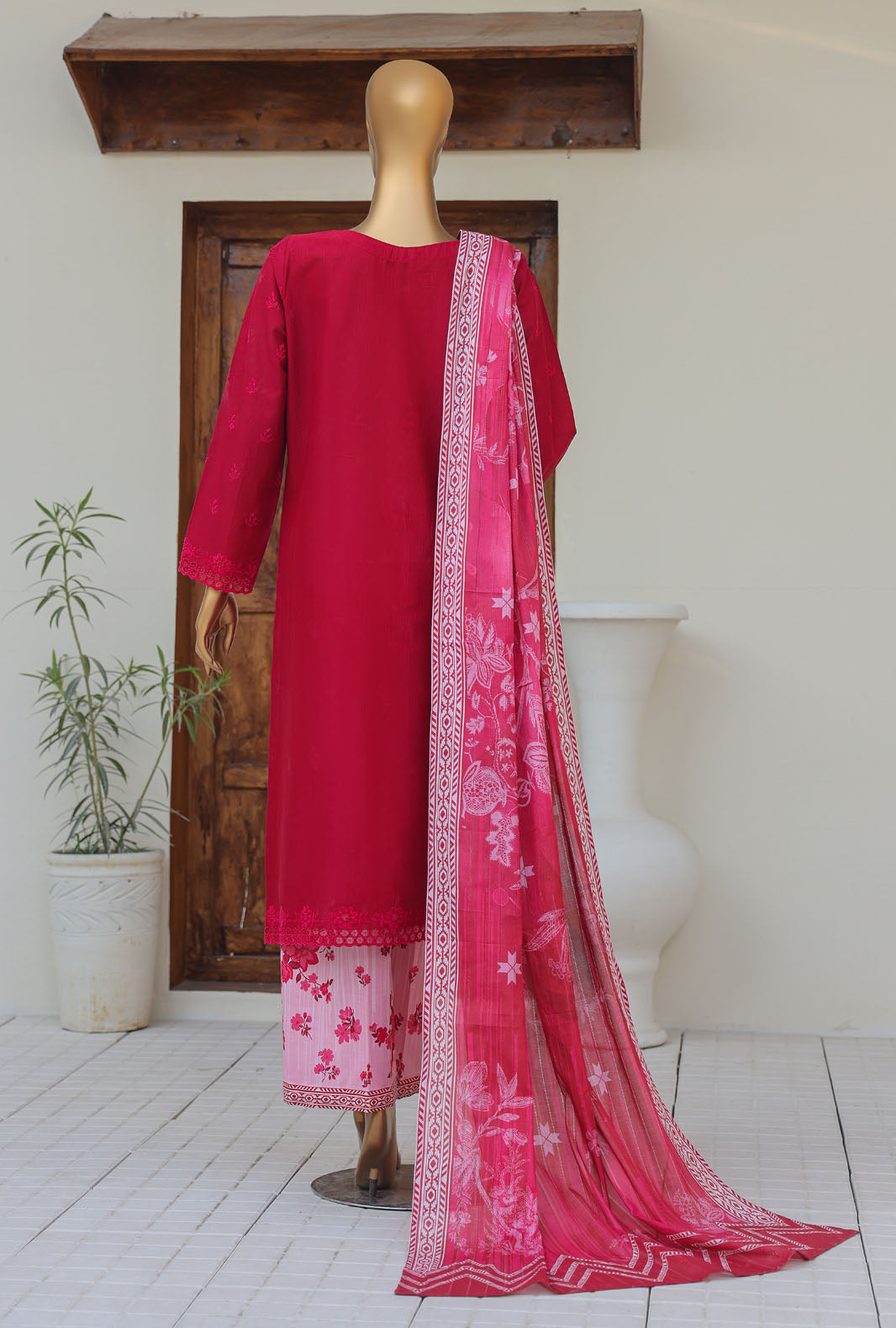 Oriental by Hz Textiles Unstitched 3 Piece Embroidered Cambric Cotton Suit OPS-08 - Winter Collection