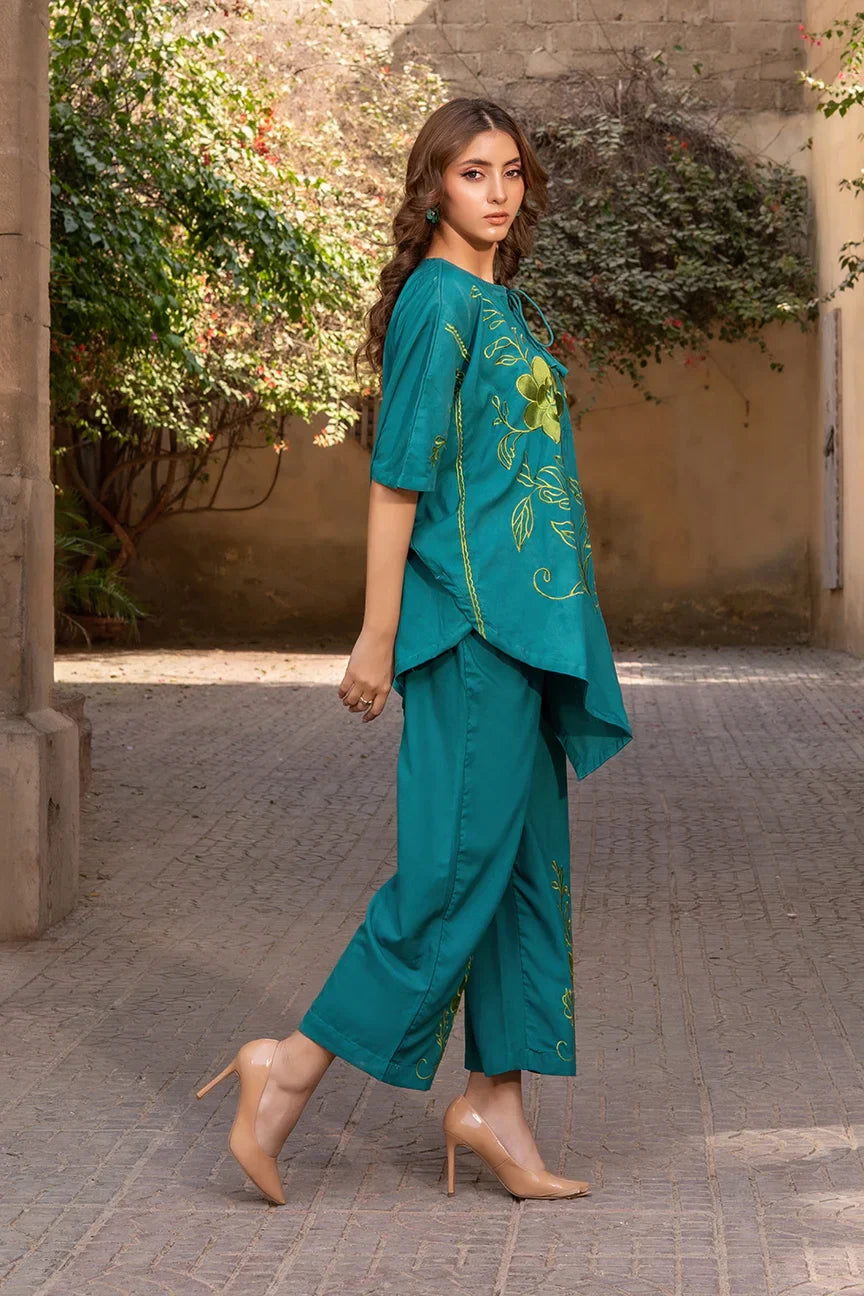 Dhaga Women Pret Embroidered 2 Piece poly cambric Mystic Green SS25DSE143 - Summer Collection