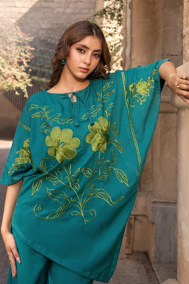 Dhaga Women Pret Embroidered 2 Piece poly cambric Mystic Green SS25DSE143 - Summer Collection