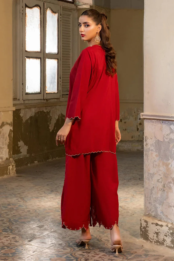 Dhaga Women Pret Embroidered 2 Piece poly cambric Persimmon SS25DSE148 - Summer Collection