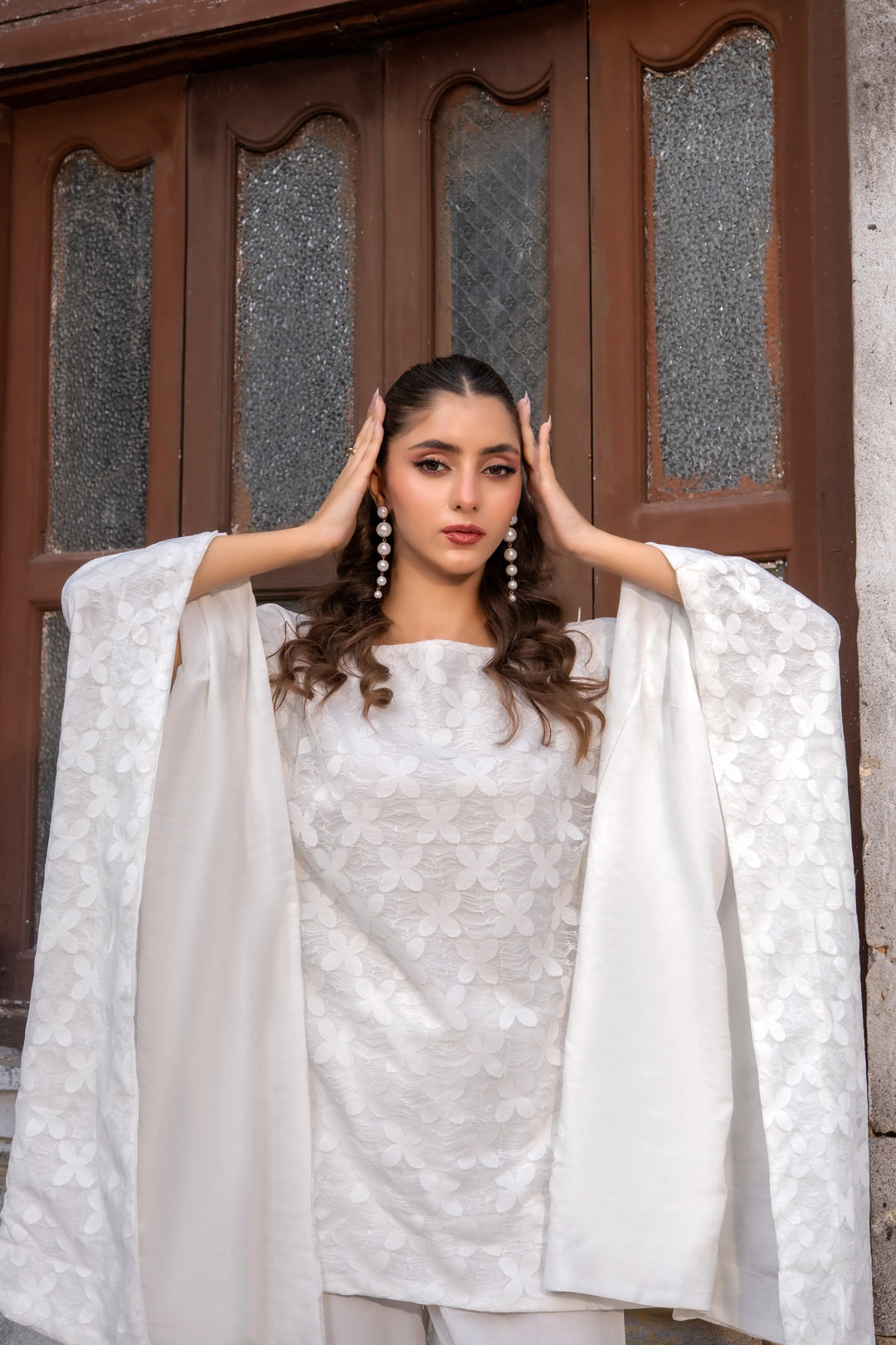 Dhaga Women Pret Embroidered 2 Piece lace net Zehra Cape Set SS25DSE130 - Summer Collection