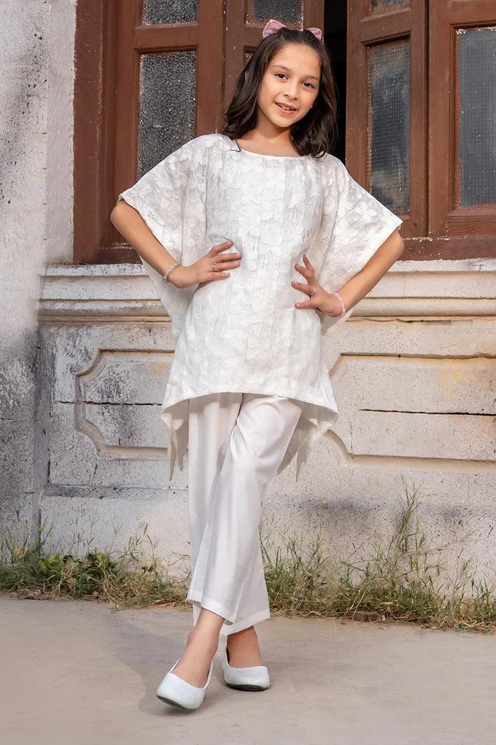 Dhaga Kids Pret Embroidred Lace Net 2 Piece Zehra Cape Set SS25DSE005 - Summer Collection