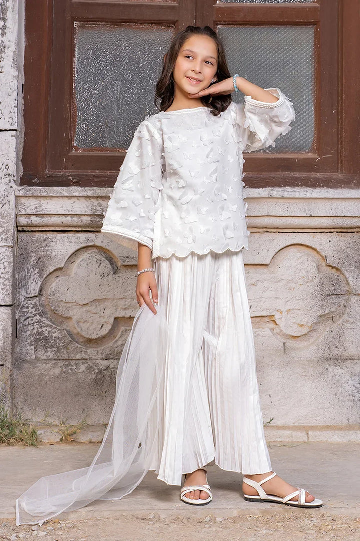 Dhaga Kids Pret Embroidred Lace Net 2 Piece Butterfly Whisper SS25SDE004 - Summer Collection