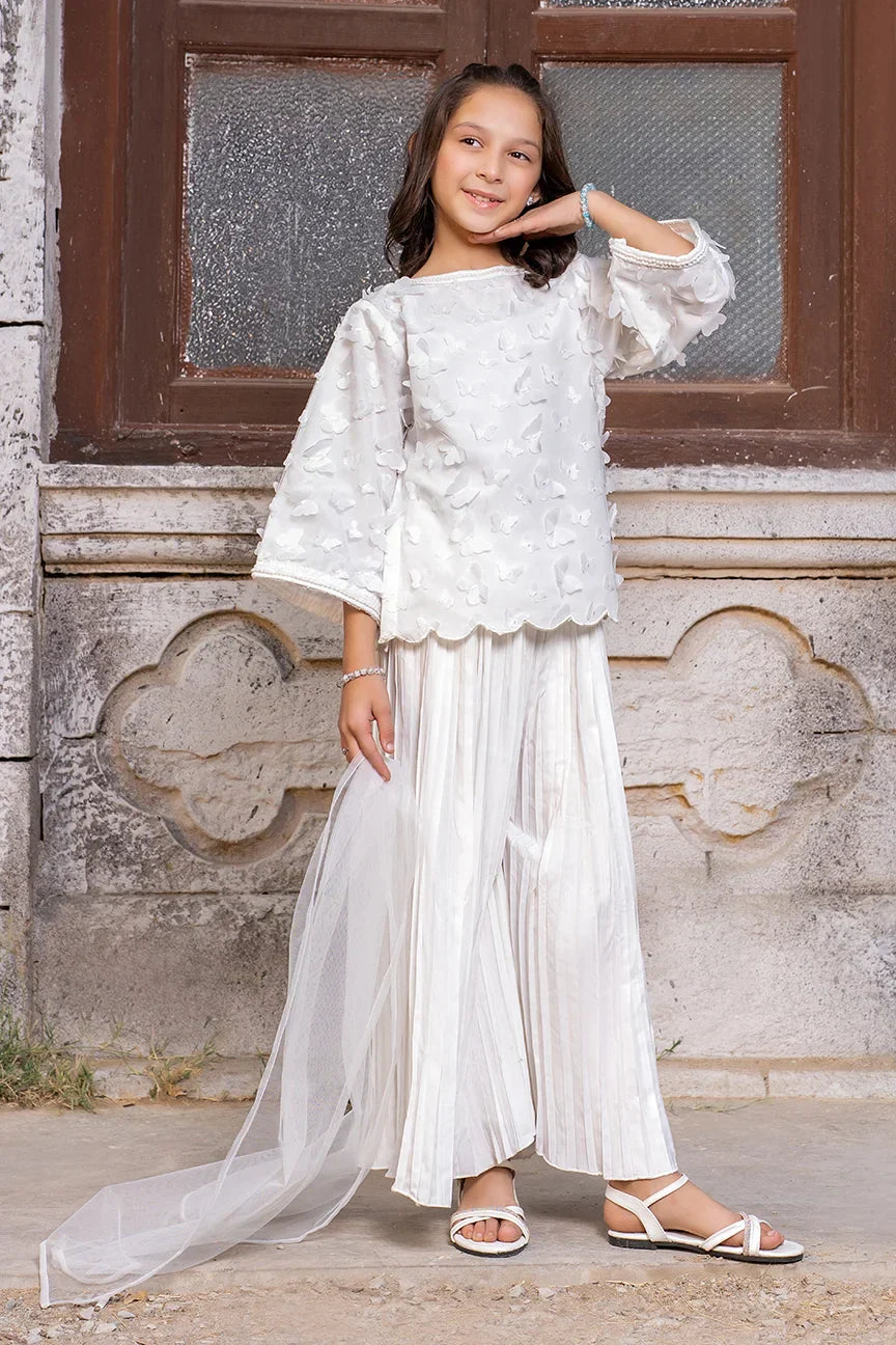 Dhaga Kids Pret Embroidred Lace Net 2 Piece Butterfly Whisper SS25SDE004 - Summer Collection