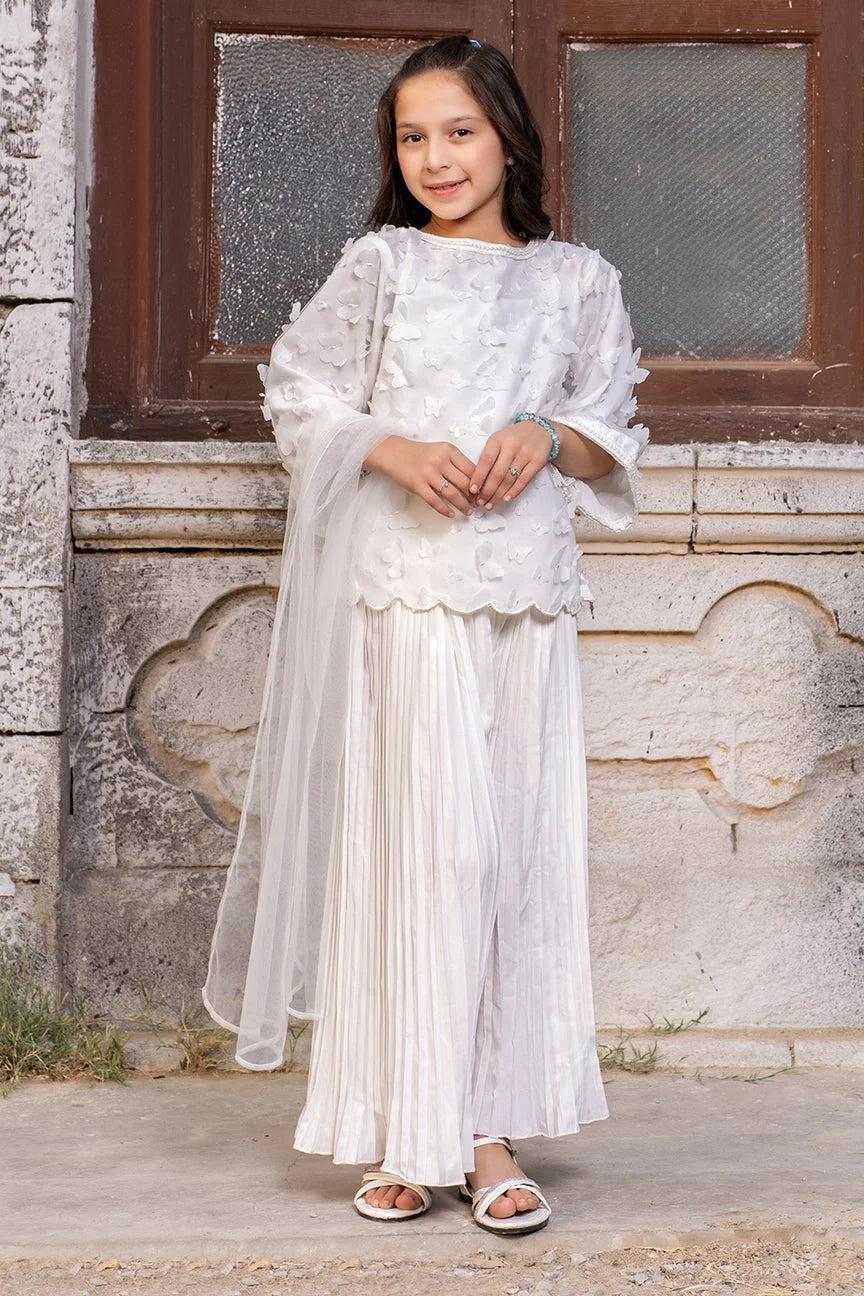 Dhaga Kids Pret Embroidred Lace Net 2 Piece Butterfly Whisper SS25SDE004 - Summer Collection