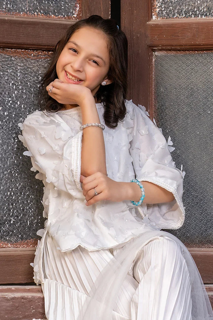 Dhaga Kids Pret Embroidred Lace Net 2 Piece Butterfly Whisper SS25SDE004 - Summer Collection