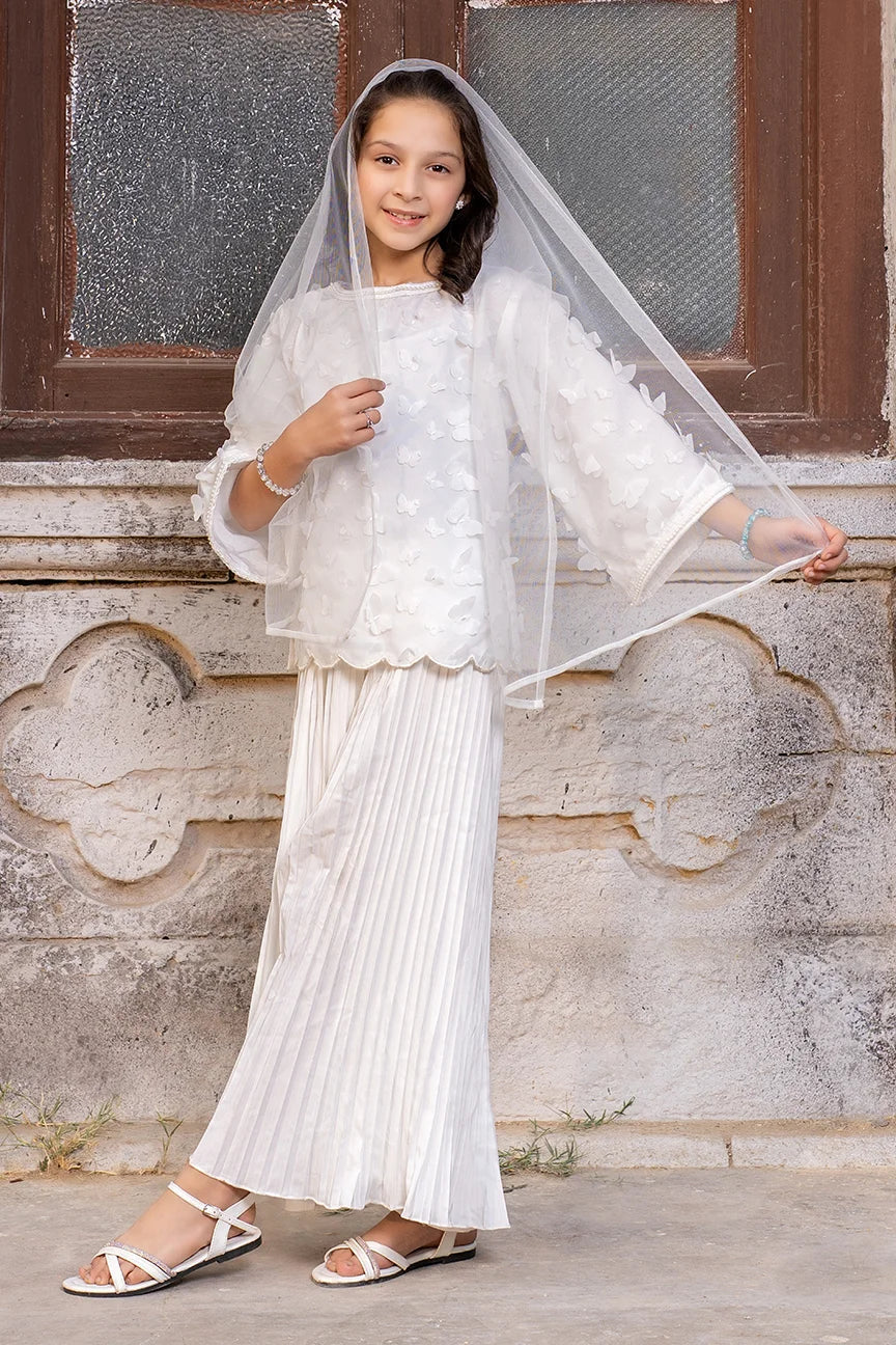 Dhaga Kids Pret Embroidred Lace Net 2 Piece Butterfly Whisper SS25SDE004 - Summer Collection